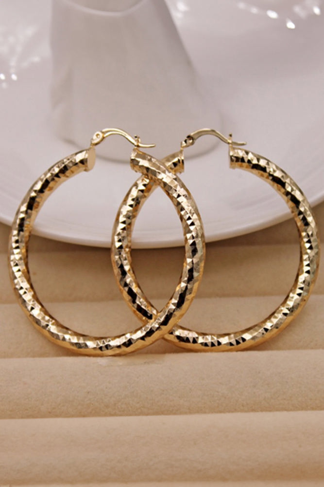 Large Diamond Cut Hoop Earrings