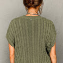  Laura Crew Neck Cable Knit Short Sleeve Sweater