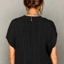  Laura Crew Neck Cable Knit Short Sleeve Sweater