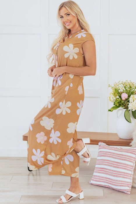 Laura Sleeveless Button up Wide Leg Loose Jumpsuit