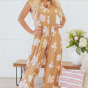  Laura Sleeveless Button up Wide Leg Loose Jumpsuit