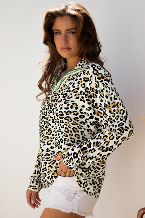 Laurel Leopard V Neck Blouse