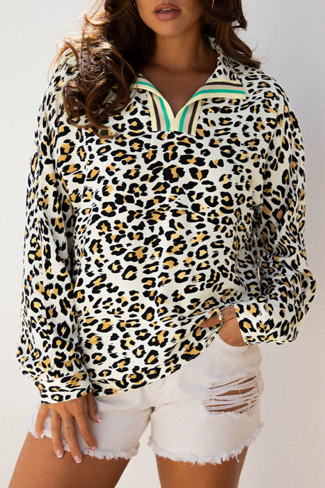 Laurel Leopard V Neck Blouse