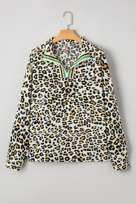 Laurel Leopard V Neck Blouse
