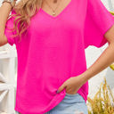 Rose Large Laurel V Neck Short Sleeve Blouse