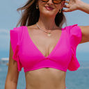  Lauren Ruffled V Neck Swim Top