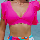  Lauren Ruffled V Neck Swim Top