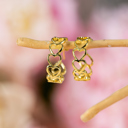  Lavender Link Hoop Stud Earrings