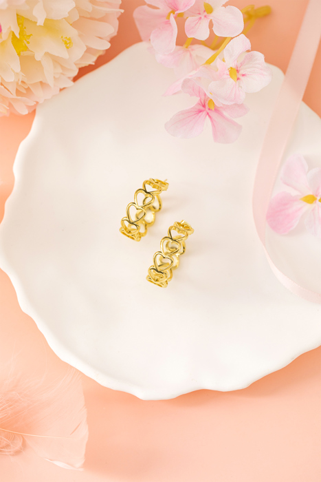 Lavender Link Hoop Stud Earrings