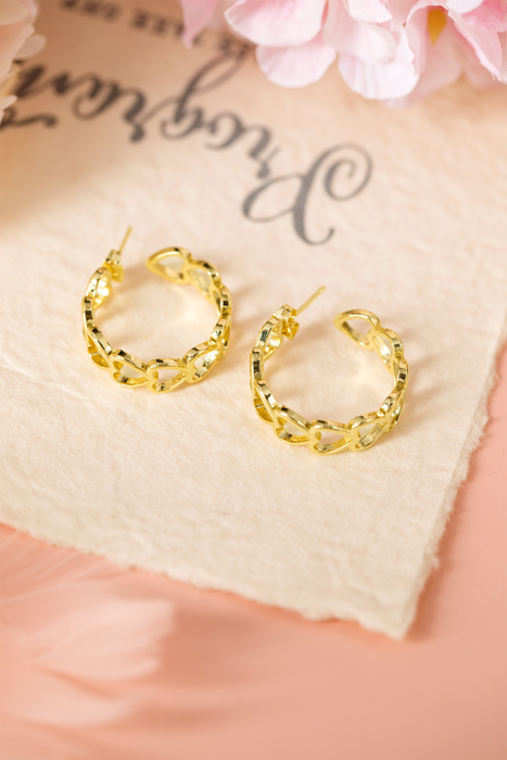 Lavender Link Hoop Stud Earrings