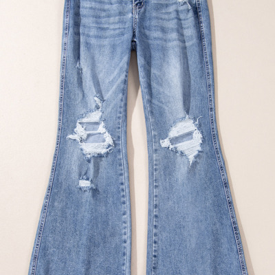 Laylani Distressed Hem Flared Jeans