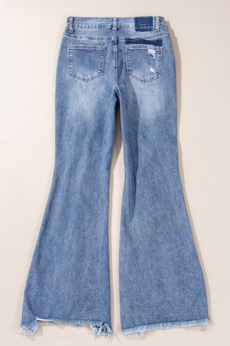Laylani Distressed Hem Flared Jeans