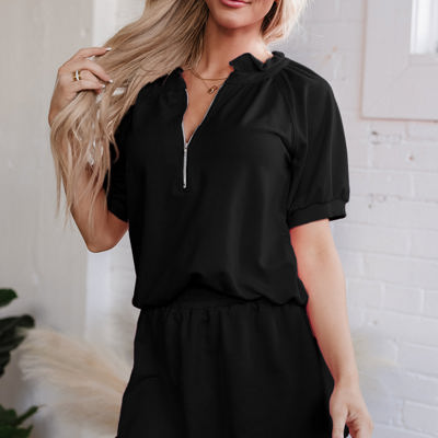 Laylani Puff Sleeve Top and Ruffled Shorts Set