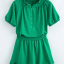 Sea Green XL Laylani Puff Sleeve Top and Ruffled Shorts Set