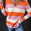 Orange Large Laylani Stripe Casual Sweater