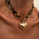  Lea Heart Charm Scarf Necklace