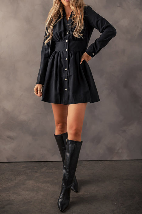 Leia Long Sleeve Shirt Mini Dress