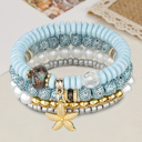 Light Blue Leia Pendant Beaded Bracelet Set
