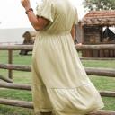  Leia Plus Size Notched V Neck Maxi Dress