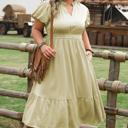  Leia Plus Size Notched V Neck Maxi Dress