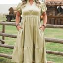  Leia Plus Size Notched V Neck Maxi Dress