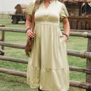 Laurel Green 3X Leia Plus Size Notched V Neck Maxi Dress