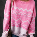 Pink XL Leila Drop Shoulder Sweater