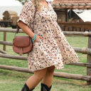  Leila Plus Size Cuffed Sleeve Empire Waist Dress