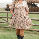  Leila Plus Size Cuffed Sleeve Empire Waist Dress