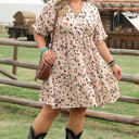  Leila Plus Size Cuffed Sleeve Empire Waist Dress
