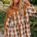 Khaki Medium Leila Ruffle Hem Tunic Shirt