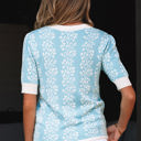  Leilani Floral Crewneck Short Sleeve Sweater