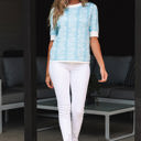  Leilani Floral Crewneck Short Sleeve Sweater