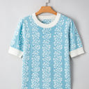  Leilani Floral Crewneck Short Sleeve Sweater