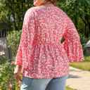  Lena Plus Size Floral V Neck Blouse
