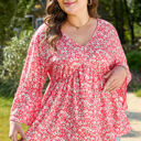  Lena Plus Size Floral V Neck Blouse