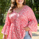  Lena Plus Size Floral V Neck Blouse