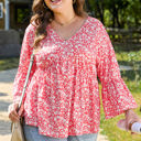  Lena Plus Size Floral V Neck Blouse