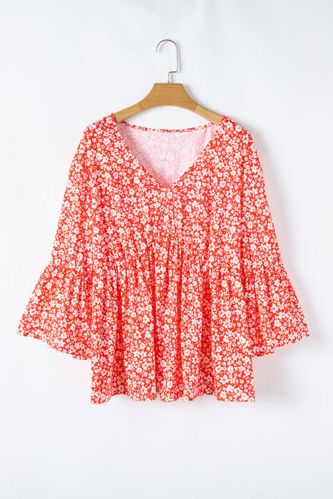 Lena Plus Size Floral V Neck Blouse