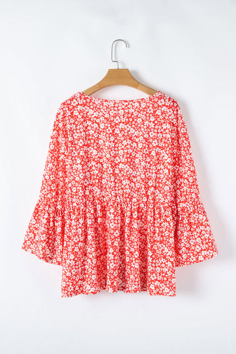 Lena Plus Size Floral V Neck Blouse