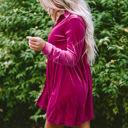  Lennon Long Sleeve Ruffle Velvet Dress