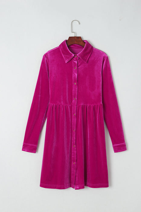 Lennon Long Sleeve Ruffle Velvet Dress