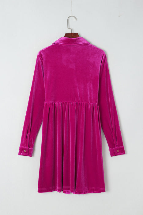 Lennon Long Sleeve Ruffle Velvet Dress