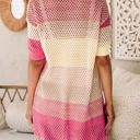  Leona Ribbed Short Sleeve Ombre Eyelet Knitted Cardigan