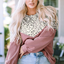  Leopard Animal Print Patchwork PLUS Top