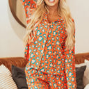  Leopard Long Sleeve Shirt and Shorts Pajama Set