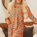  Leopard Long Sleeve Shirt and Shorts Pajama Set