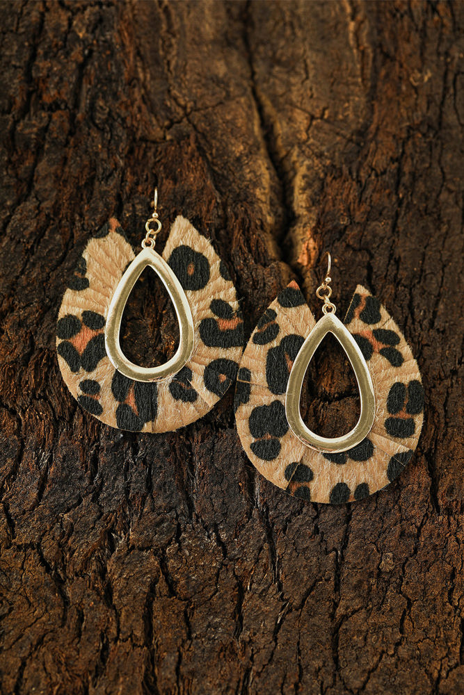 Leopard Print Hollow Out Drop Earrings