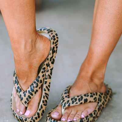 Leopard Thick Sole Flip Flops