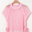  Lettie Hollow-out Crochet Side Tied Short Sleeve Sweater